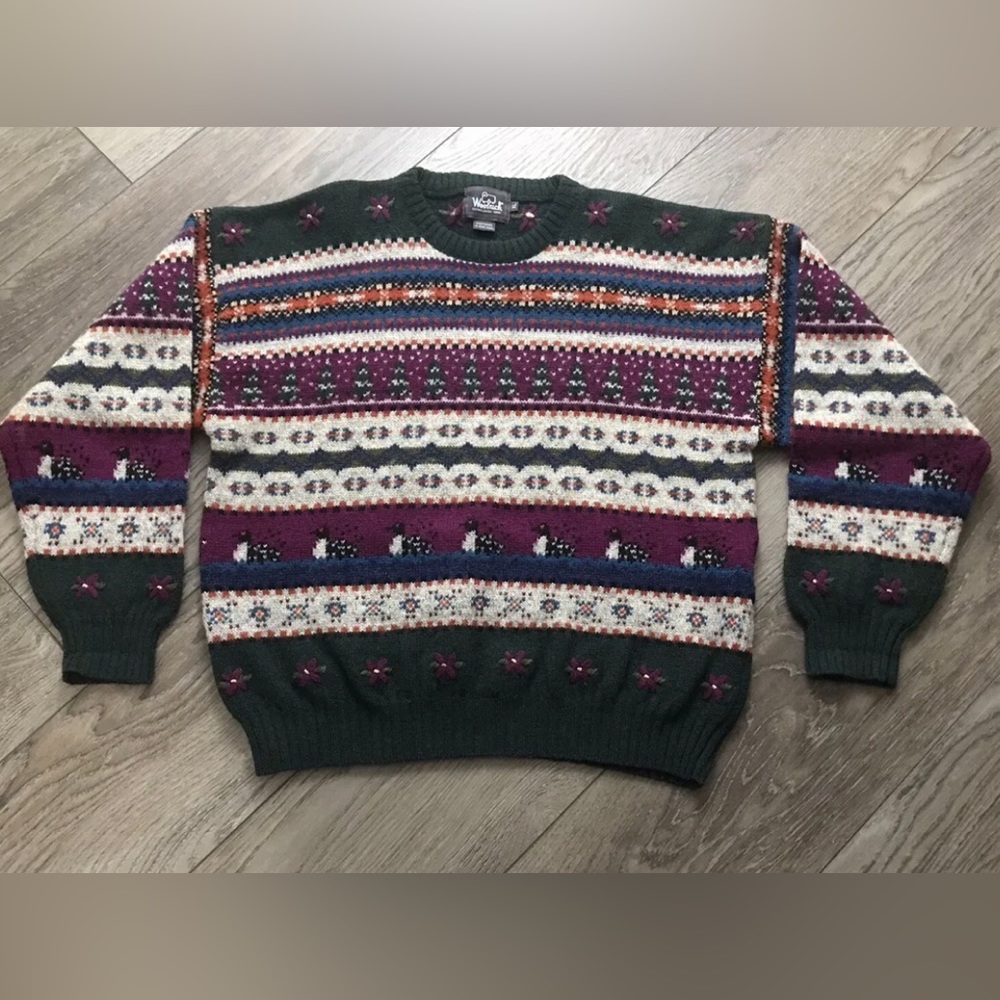 Vintage 90s Woolrich Hand Framed Wool Pullover Sweater Sheep Autumn Woman’s XL